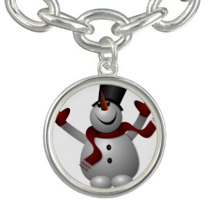 Snowman with Red Scarf Charm Bracelet