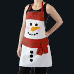 Snowman With Red Scarf Christmas Apron<br><div class="desc">* Cute Christmas Snowman with Scarf and Beanie! Fun illustration for the holidays. * A fun apron to wear during the Holiday Season, all winter, or if you have a real apron addiction, wear it all year long! * Three sizes to choose from and several color available for the straps....</div>