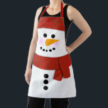 Snowman With Red Scarf Christmas Apron<br><div class="desc">* Cute Christmas Snowman with Scarf and Beanie! Fun illustration for the holidays. * A fun apron to wear during the Holiday Season, all winter, or if you have a real apron addiction, wear it all year long! * Three sizes to choose from and several color available for the straps....</div>