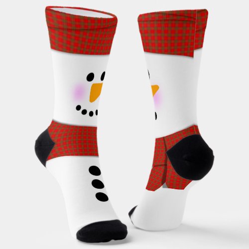 Snowman With Red Scarf Christmas Socks