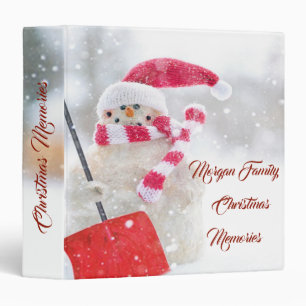 Snowman With Santa Hat Christmas Memories 3 Ring Binder