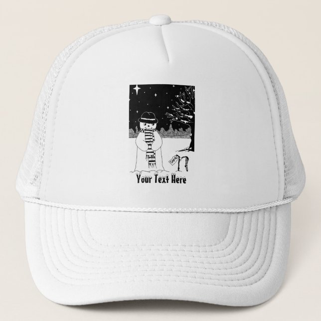 snowman with scarf and hat black and white art (Front)