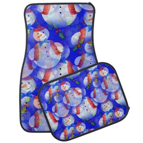 Snowman With Scarf Hat And Bow Tie Car Floor Mat