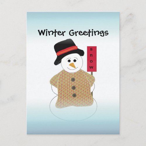 Snowman with Snow Sign Postcard