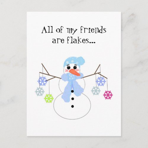 Snowman with Snowflake Friends Postcard