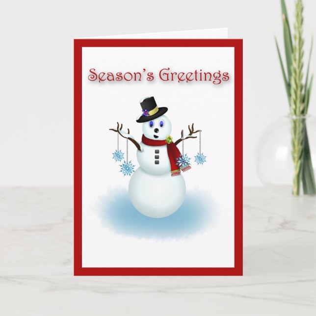 Snowman with Snowflakes Christmas Card (Front)