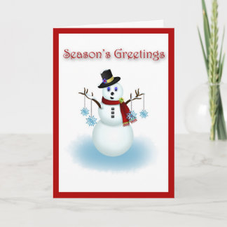 Snowman with Snowflakes Christmas Card