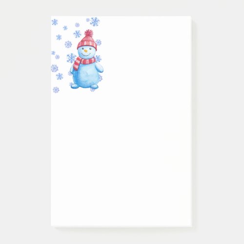 Snowman with Snowflakes Post_it Notes