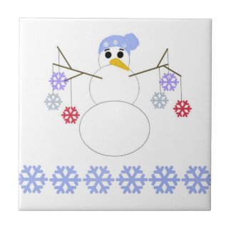 Snowman with Snowflakes Tile