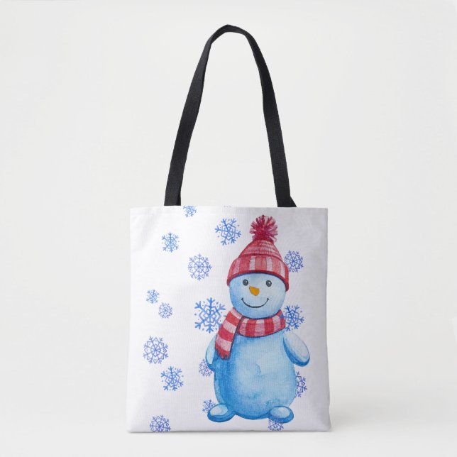 Snowman with Snowflakes Tote Bag (Front)