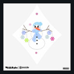 Snowman with Snowflakes Wall Decal<br><div class="desc">A cute snowman with twig arms holding colorful snowflakes.</div>