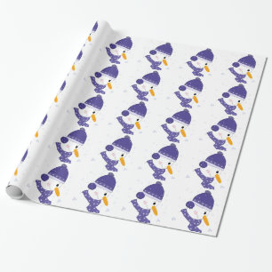 Snowman with Snowflakes Wrapping Paper