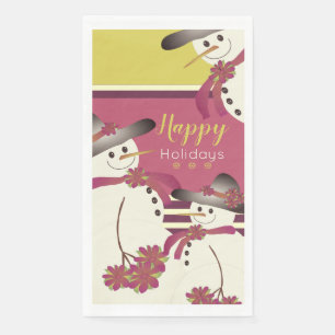 Snowman With Stripes Paper Guest Towels