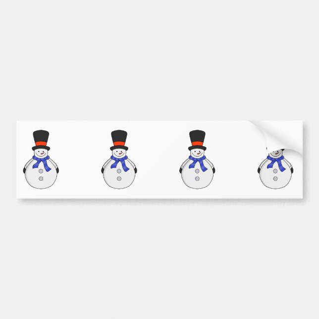 Snowman with top hat bumper sticker (Front)