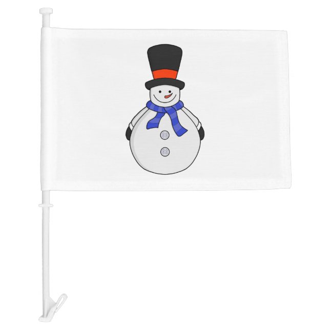 Snowman with top hat car flag (Front)