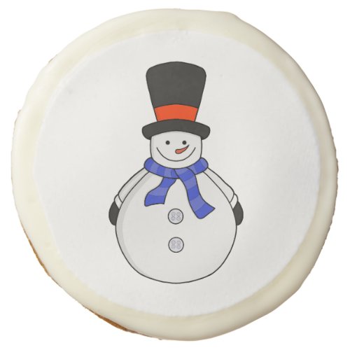 Snowman with top hat sugar cookie