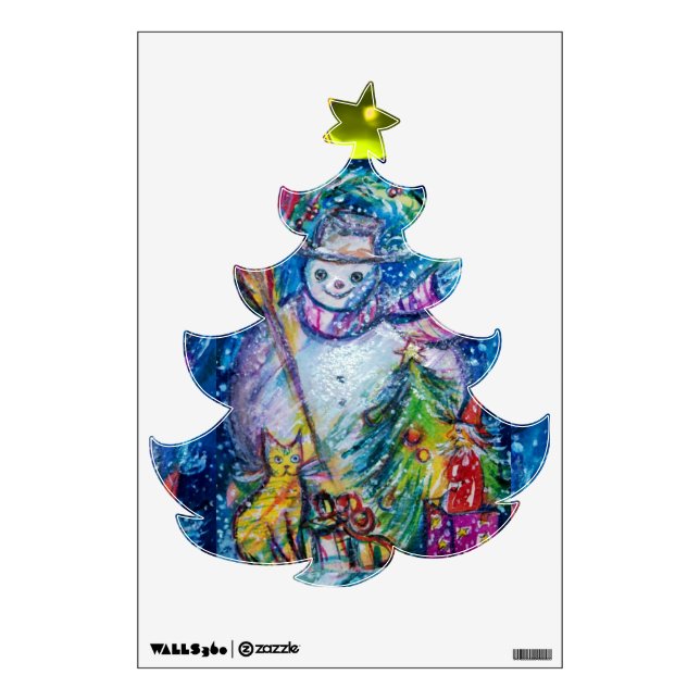 SNOWMAN WITH TOYS / CHRISTMAS TREE WALL STICKER (Front)