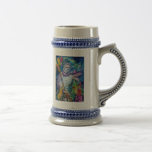 SNOWMAN WITH TOYS white blue yellow Beer Stein