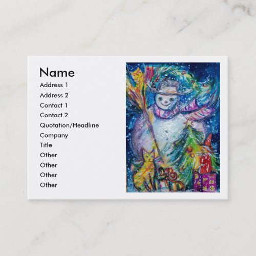 SNOWMAN WITH TOYS white blue yellow Business Card