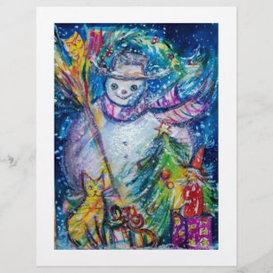 SNOWMAN WITH TOYS, white blue yellow Flyer