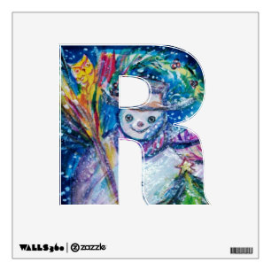 SNOWMAN WITH TOYS, white blue yellow Wall Decal