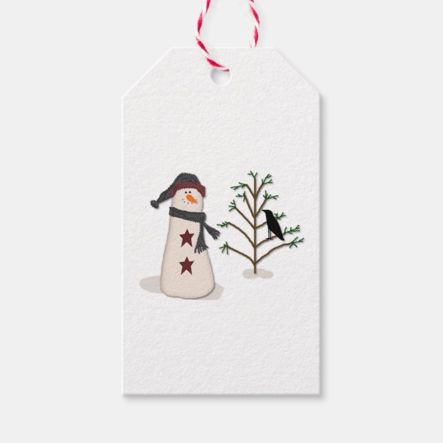 Snowman With Tree Gift Tag (Front)