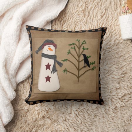 Snowman With Tree Pillow