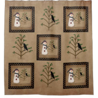 Snowman With Tree Shower Curtain