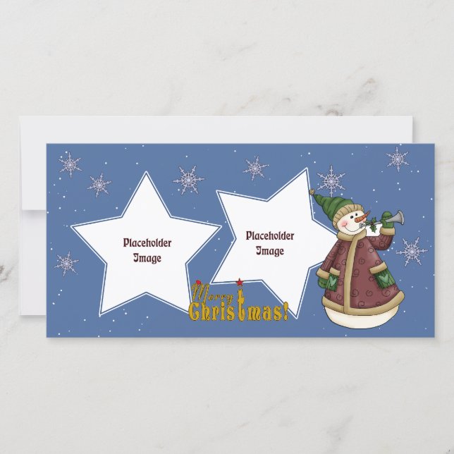 Snowman with trumpet holiday card (Front)