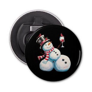 Snowman With Wine Christmas Funny Xmas Gift Bottle Opener