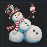 Snowman With Wine Christmas Funny Xmas Gift Faux Canvas Print<br><div class="desc">Snowman With Wine Christmas Funny Xmas Gift</div>