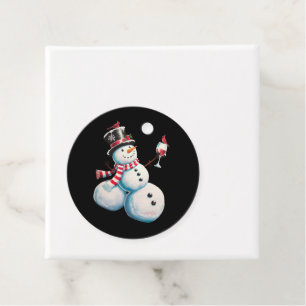 Snowman With Wine Christmas Funny Xmas Gift Favor Tags