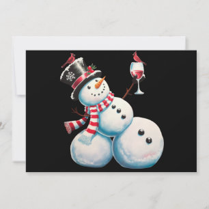Snowman With Wine Christmas Funny Xmas Gift Holiday Card