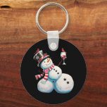 Snowman With Wine Christmas Funny Xmas Gift Keychain<br><div class="desc">Snowman With Wine Christmas Funny Xmas Gift</div>