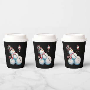 Snowman With Wine Christmas Funny Xmas Gift Paper Cups