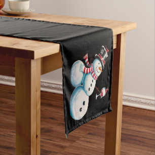 Snowman With Wine Christmas Funny Xmas Gift Short Table Runner