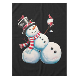 Snowman With Wine Christmas Funny Xmas Gift Tablecloth