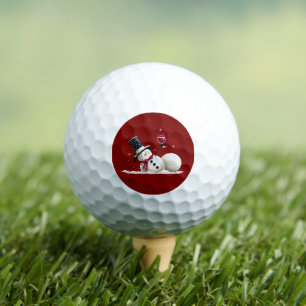 Snowman With Wine Christmas Gift Xmas Holiday  Golf Balls