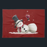 Snowman With Wine Christmas Gift Xmas Holiday  Kitchen Towel<br><div class="desc">Snowman With Wine Christmas Gift Xmas Holiday</div>
