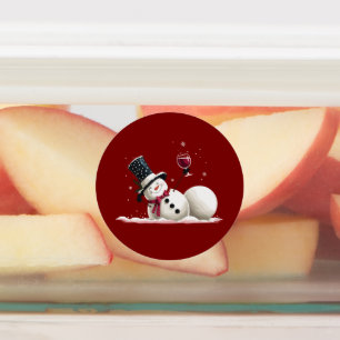 Snowman With Wine Christmas Gift Xmas Holiday Labels