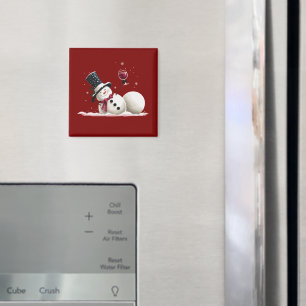 Snowman With Wine Christmas Gift Xmas Holiday Magnet