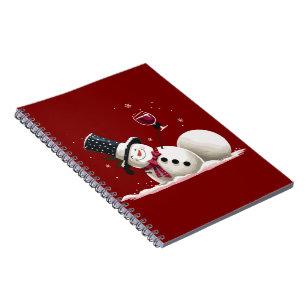 Snowman With Wine Christmas Gift Xmas Holiday  Notebook