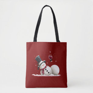 Snowman With Wine Christmas Gift Xmas Holiday Tote Bag