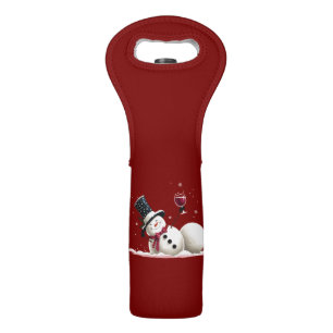 Snowman With Wine Christmas Gift Xmas Holiday Wine Bag