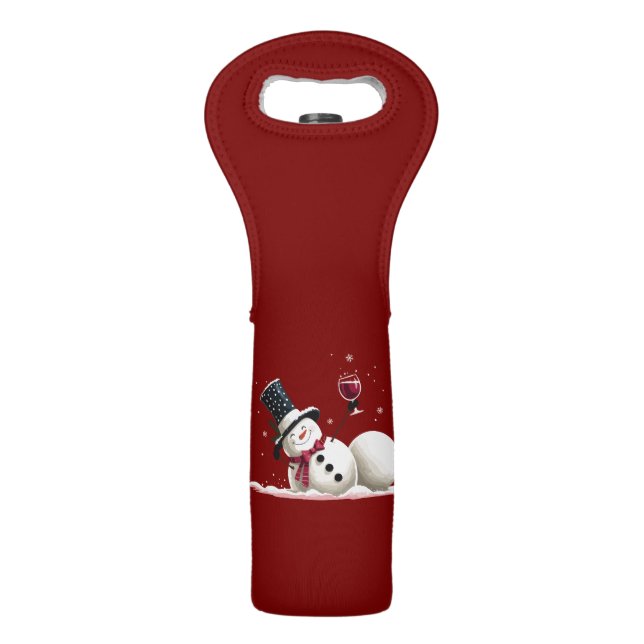 Snowman With Wine Christmas Gift Xmas Holiday  Wine Bag (Front)