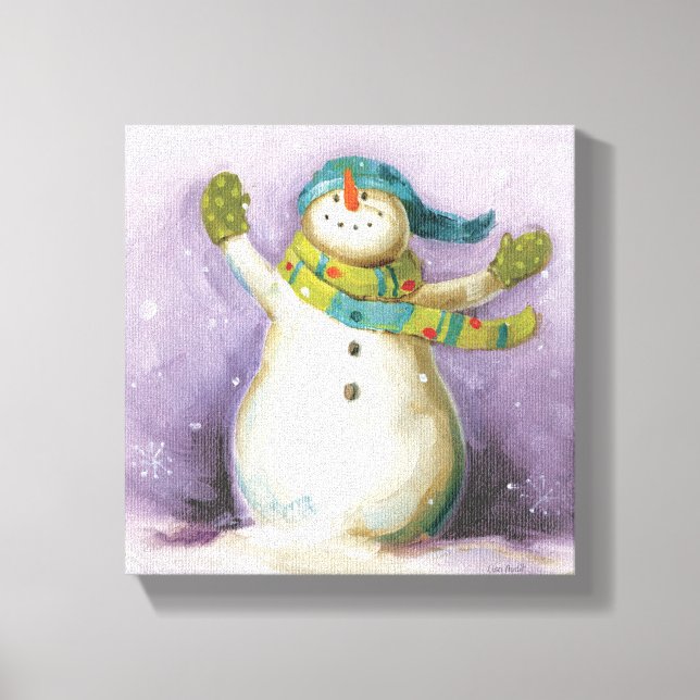 Snowman with Winter Mittens Canvas Print (Front)