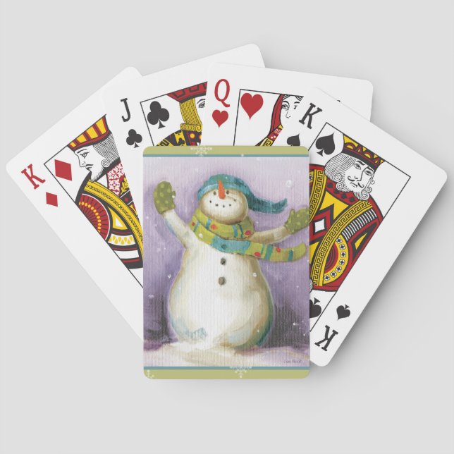 Snowman with Winter Mittens Poker Cards (Back)