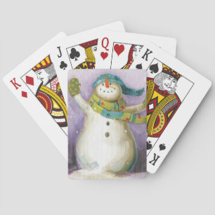 Snowman with Winter Mittens Poker Cards