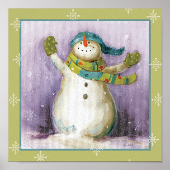 Snowman with Winter Mittens Poster (Front)