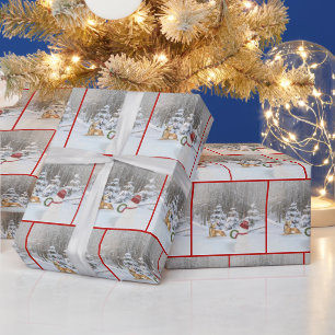 Snowman With Wreath for Deer Wrapping Paper